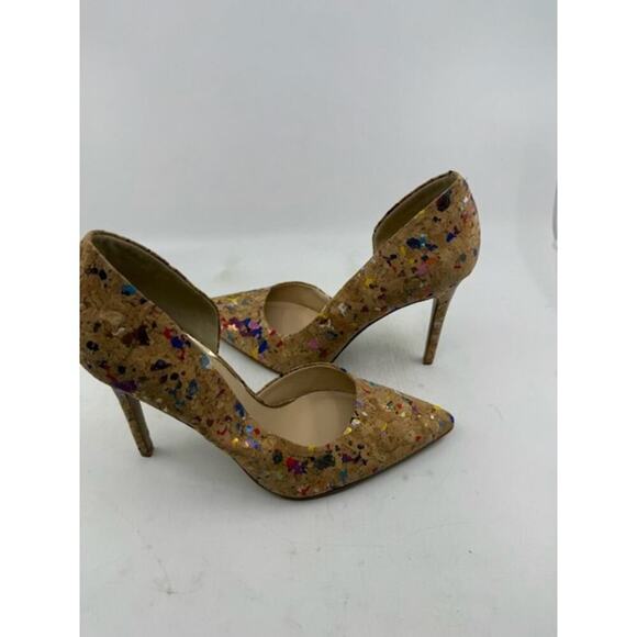NEW Jessica Simpson JP-Parallel Pointed Toe Cork Heels Multicolor Womens Sz 8.5 - Picture 4 of 8